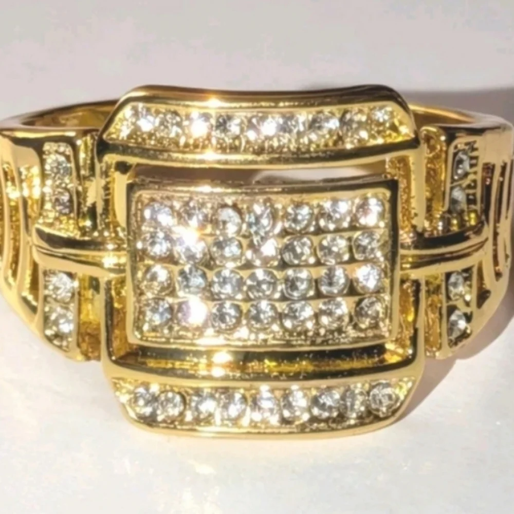3ct round Cut Moissanite 14k Yellow Gold Plated Mens Royal Style Ring Sz 11